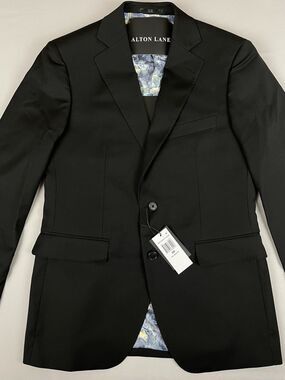 Alton Lane Tailored Fit Blazer Sport Coat Men's 38R Black Poly Rayon Stretch